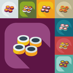 Flat modern design with shadow icons Japanese sushi