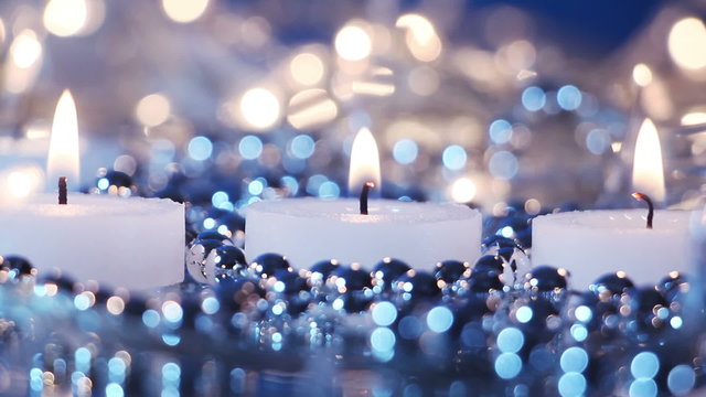 candles and blinking christmas lights seamless loop
