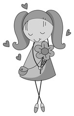 Shy girl .holding flower