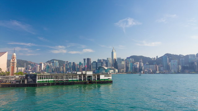 Timelapse video of the Victoria Harbour and ferry terminal in Hong Kong