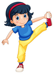 Girl doing exercising alone