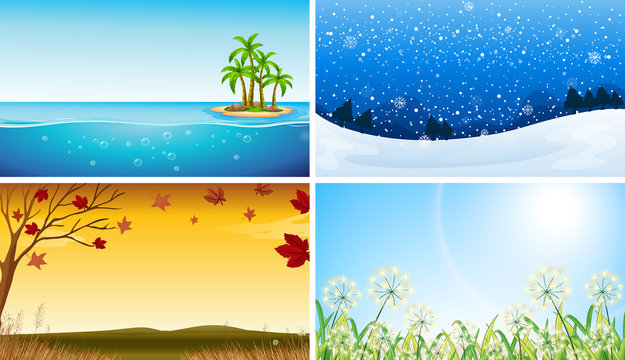 Four view of different seasons