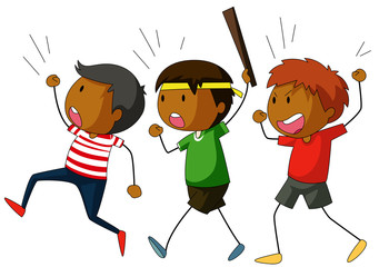 Group of boys on strike