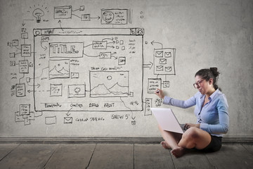 Woman working on businessplans