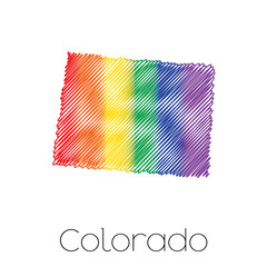 LGBT Scribbled shape of the State of Colorado