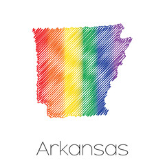 LGBT Scribbled shape of the State of Arkansas