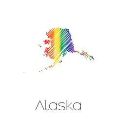 LGBT Scribbled shape of the State of Alaska