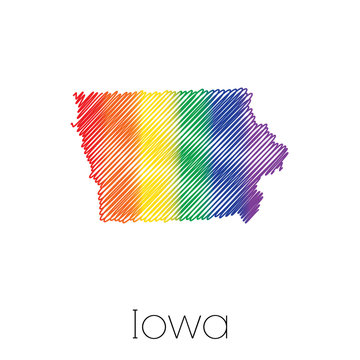 LGBT Scribbled Shape Of The State Of Iowa