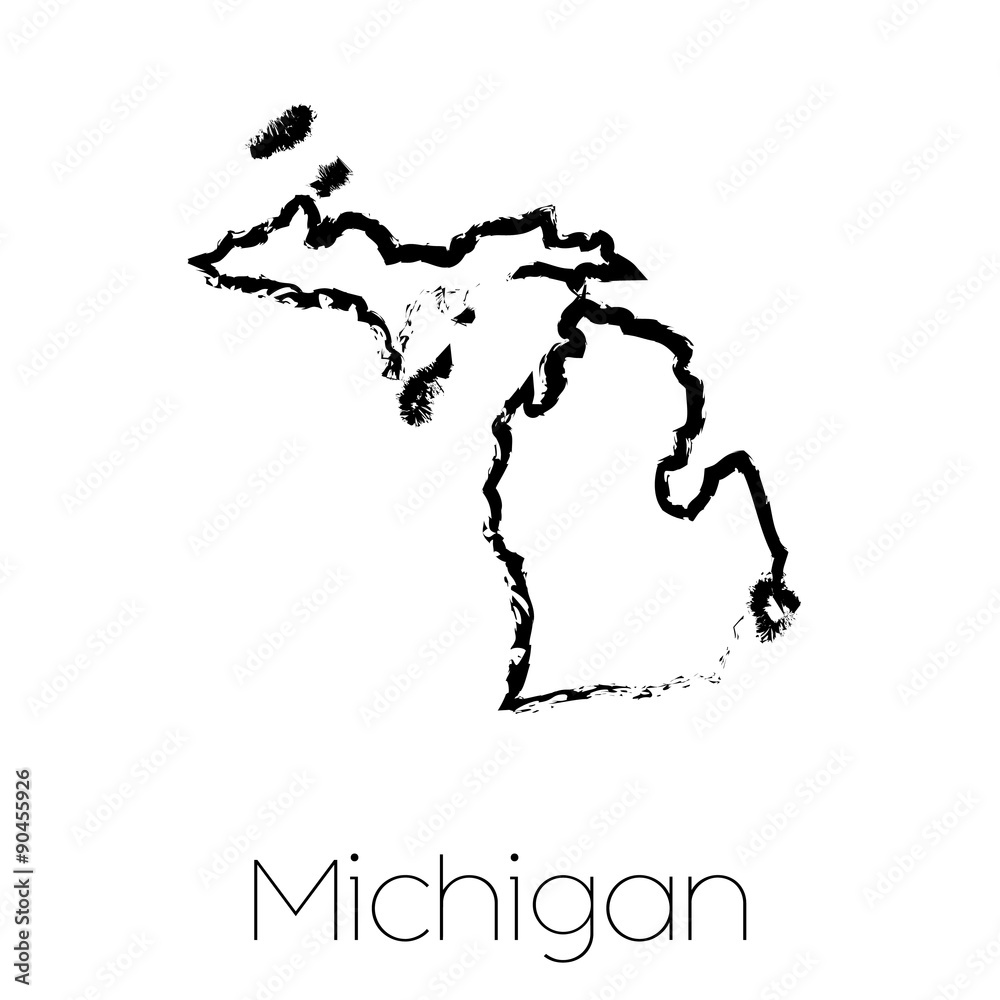 Wall mural Scribbled shape of the State of Michigan