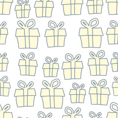 Holiday background of gifts. Vector present seamless pattern