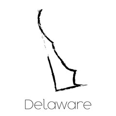 Obraz premium Scribbled shape of the State of Delaware