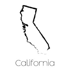 Scribbled shape of the State of California