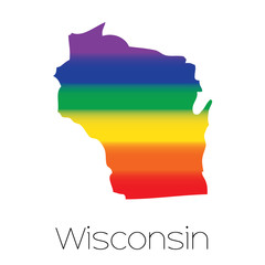 Obraz premium LGBT Flag inside the State of Wisconsin