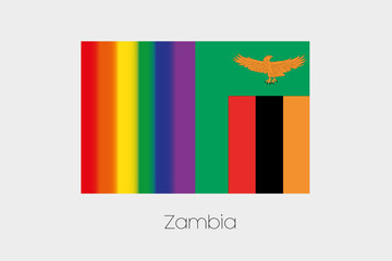LGBT Flag Illustration with the flag of Zambia