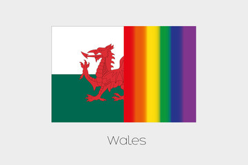 LGBT Flag Illustration with the flag of Wales