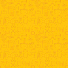 Thin Summer Line Travel and Resort Yellow Seamless Pattern