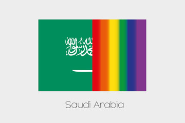 LGBT Flag Illustration with the flag of Saudi Arabia