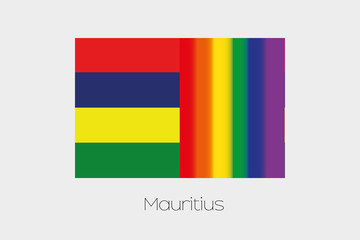 LGBT Flag Illustration with the flag of Mauritius