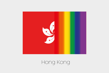 Fototapeta premium LGBT Flag Illustration with the flag of Hong Kong