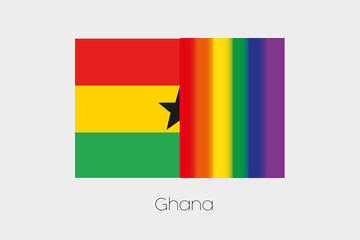 Fototapeta premium LGBT Flag Illustration with the flag of Ghana