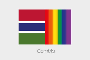 LGBT Flag Illustration with the flag of Gambia