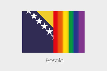 LGBT Flag Illustration with the flag of Bosnia