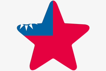 Flag Illustration inside a star of the country of Taiwan