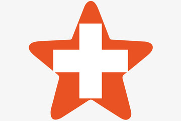 Obraz premium Flag Illustration inside a star of the country of Switzerland
