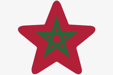 Flag Illustration inside a star of the country of Morocco