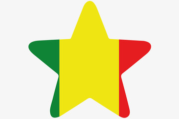 Flag Illustration inside a star of the country of Mali