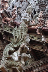 Wooden Sculpture in Sanctuary of Truth. Pattaya, Thailand