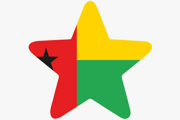 Flag Illustration inside a star of the country of Guinea Bissau