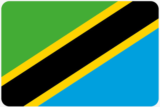 Flag Illustration with rounded corners of the country of Tanzani
