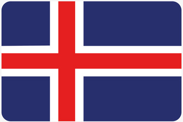 Obraz premium Flag Illustration with rounded corners of the country of Iceland