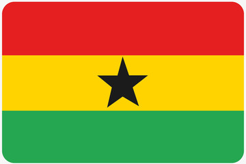 Flag Illustration with rounded corners of the country of Ghana