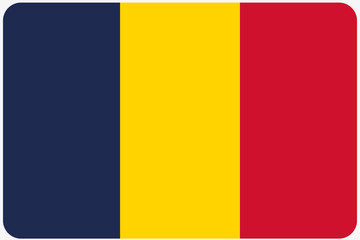 Flag Illustration with rounded corners of the country of Chad