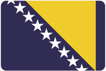 Flag Illustration with rounded corners of the country of Bosnia