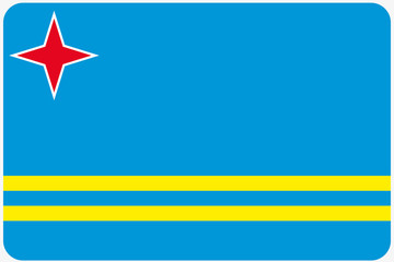 Fototapeta premium Flag Illustration with rounded corners of the country of Aruba