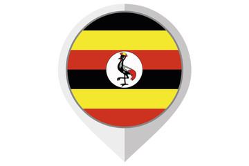 Flag Illustration inside a pointed of the country of Uganda
