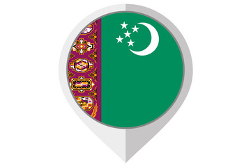 Flag Illustration inside a pointed of the country of Turkmenista