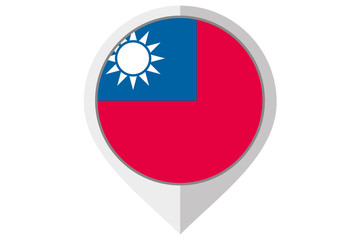 Flag Illustration inside a pointed of the country of Taiwan