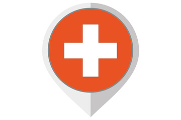 Flag Illustration inside a pointed of the country of Switzerland
