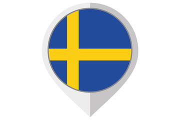 Flag Illustration inside a pointed of the country of Sweden