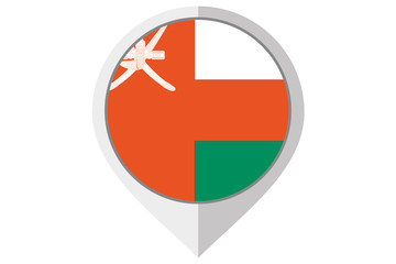 Flag Illustration inside a pointed of the country of Oman