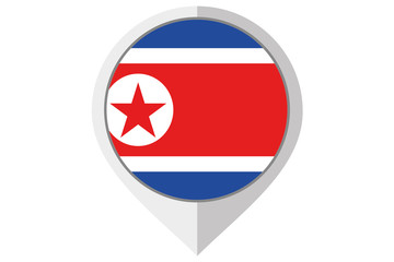 Flag Illustration inside a pointed of the country of North Korea