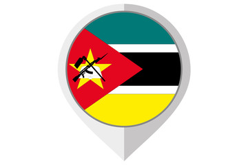 Flag Illustration inside a pointed of the country of Mozambique
