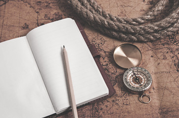Compass on old map