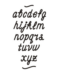 Hand drawn cursive font. Vector alphabet