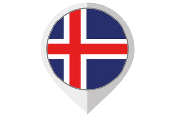 Flag Illustration inside a pointed of the country of Iceland