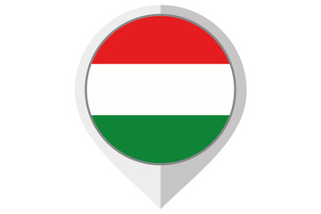 Flag Illustration inside a pointed of the country of Hungary